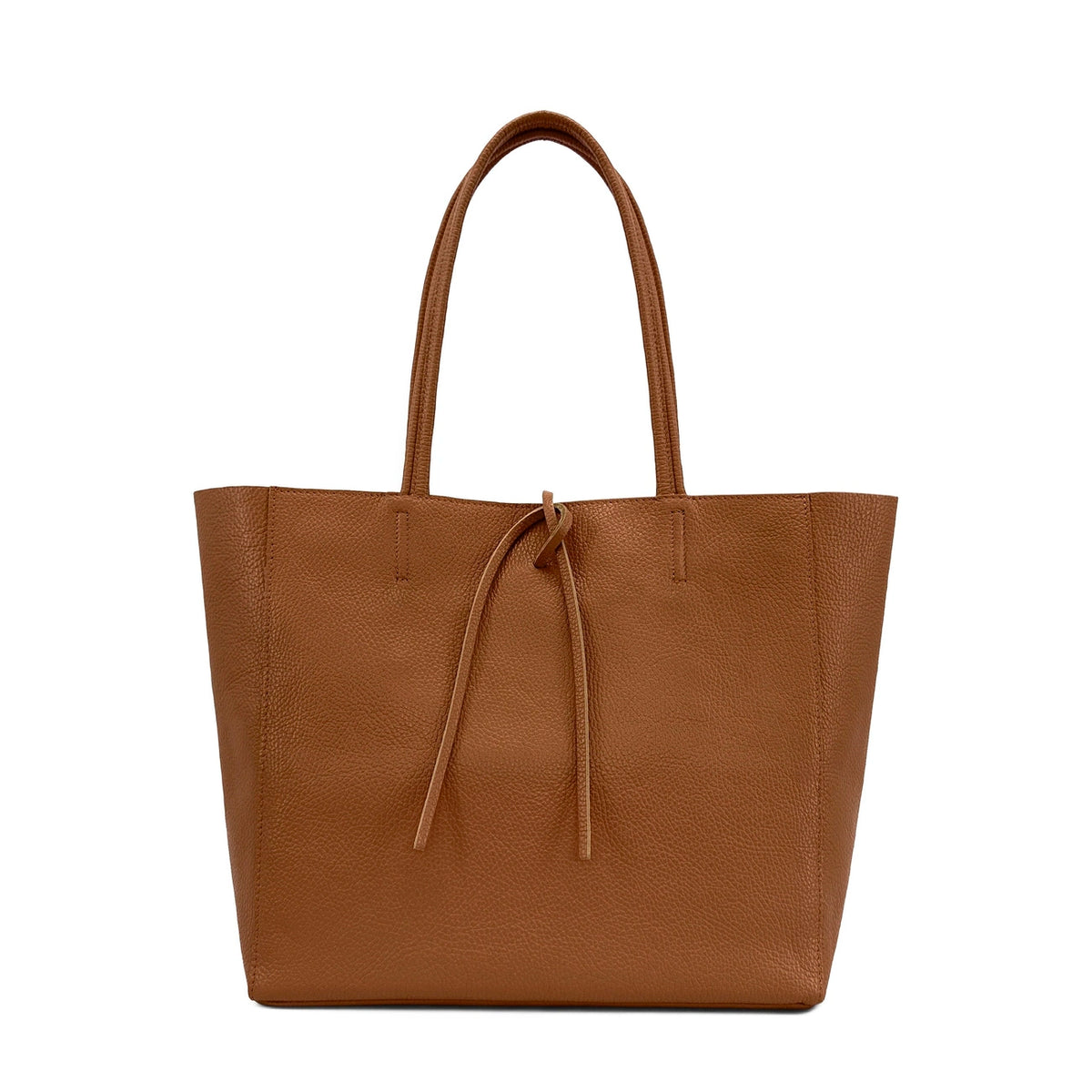 HOBART grained leather tote bag, Dark cognac brown