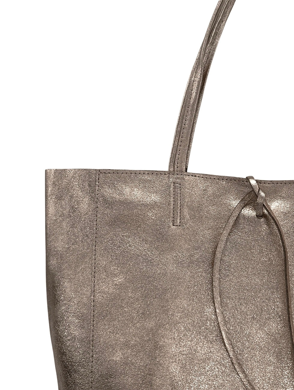 HOBART Iridescent Champagne Metallic Leather Tote Bag