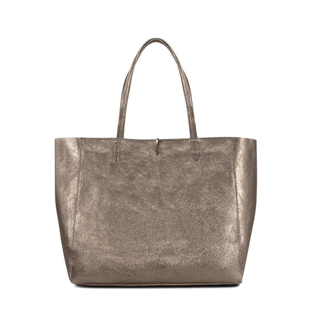 HOBART Iridescent Champagne Metallic Leather Tote Bag