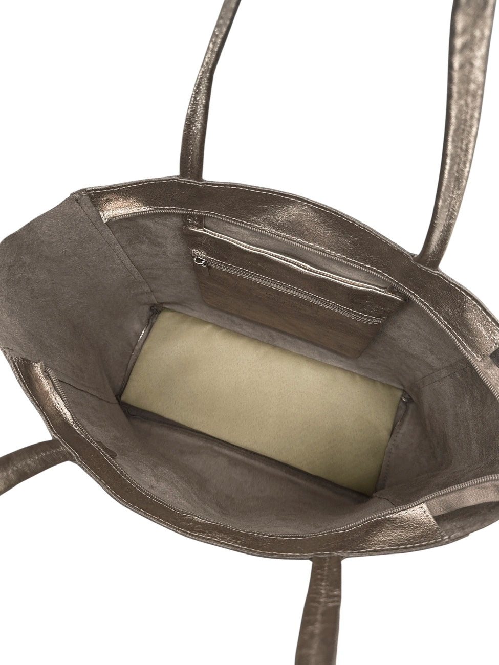 HOBART Iridescent Champagne Metallic Leather Tote Bag