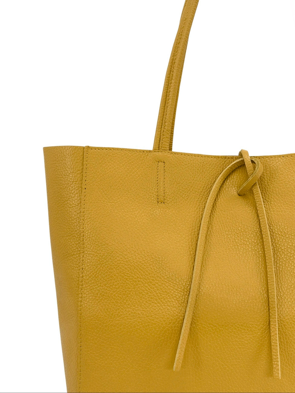 Shopper aus genarbtem Leder HOBART Senfgelb