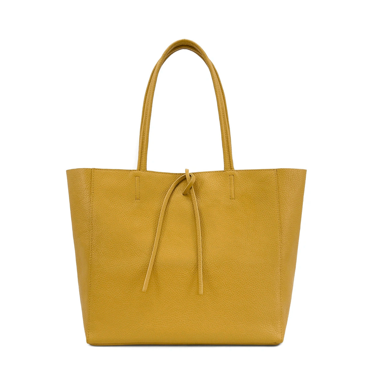 HOBART-shopper van generfd leer Mosterdgeel