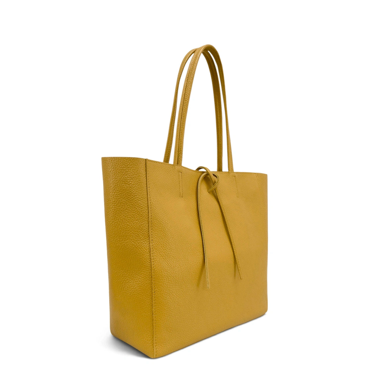 HOBART-shopper van generfd leer Mosterdgeel