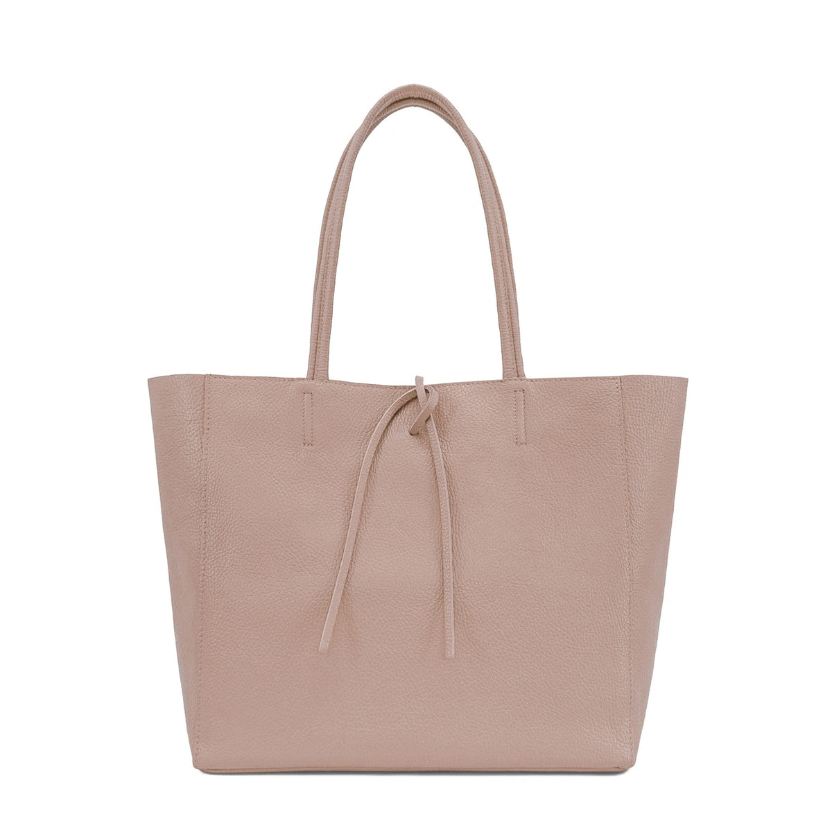 Shopper van generfd leer HOBART Nude roze
