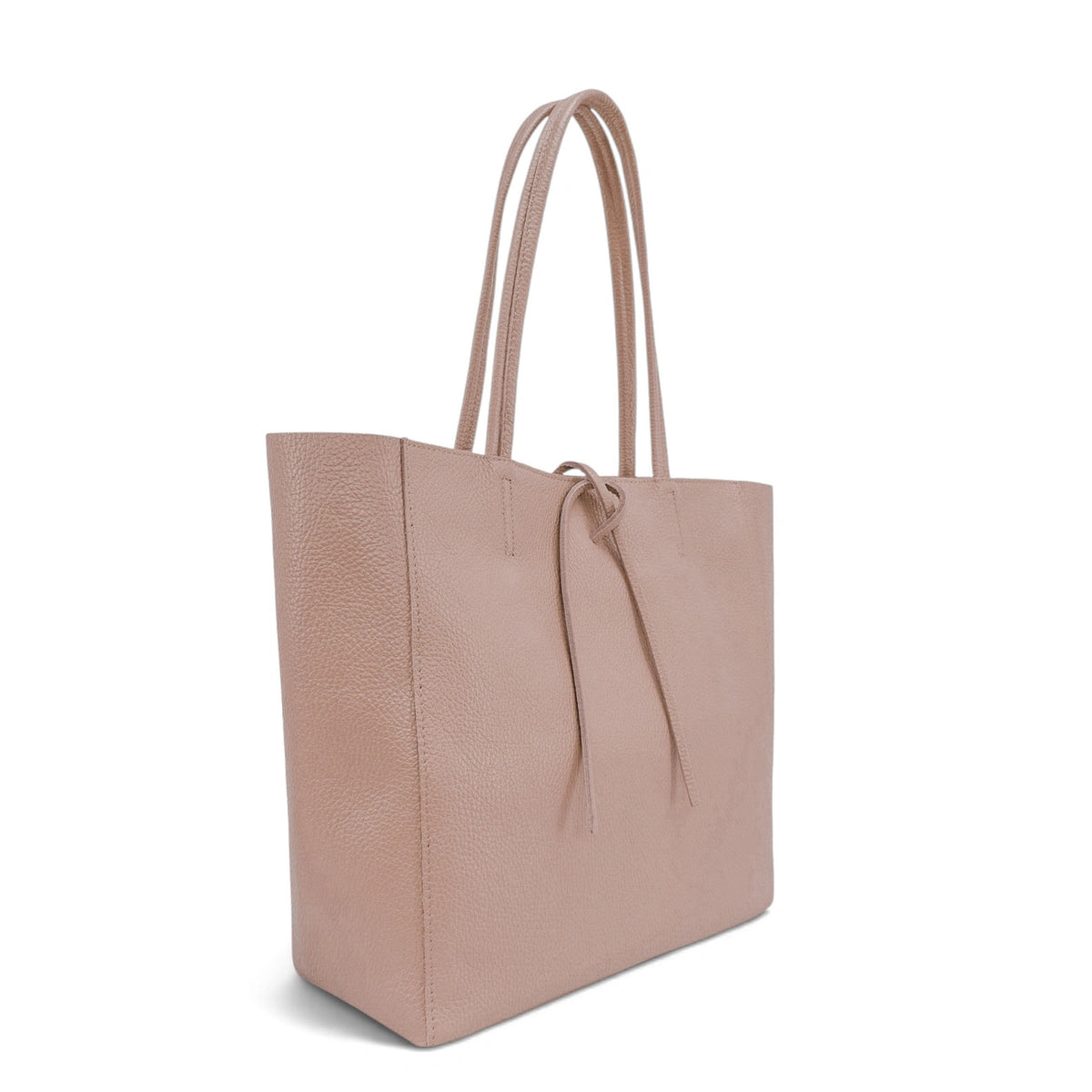 Shopper van generfd leer HOBART Nude roze