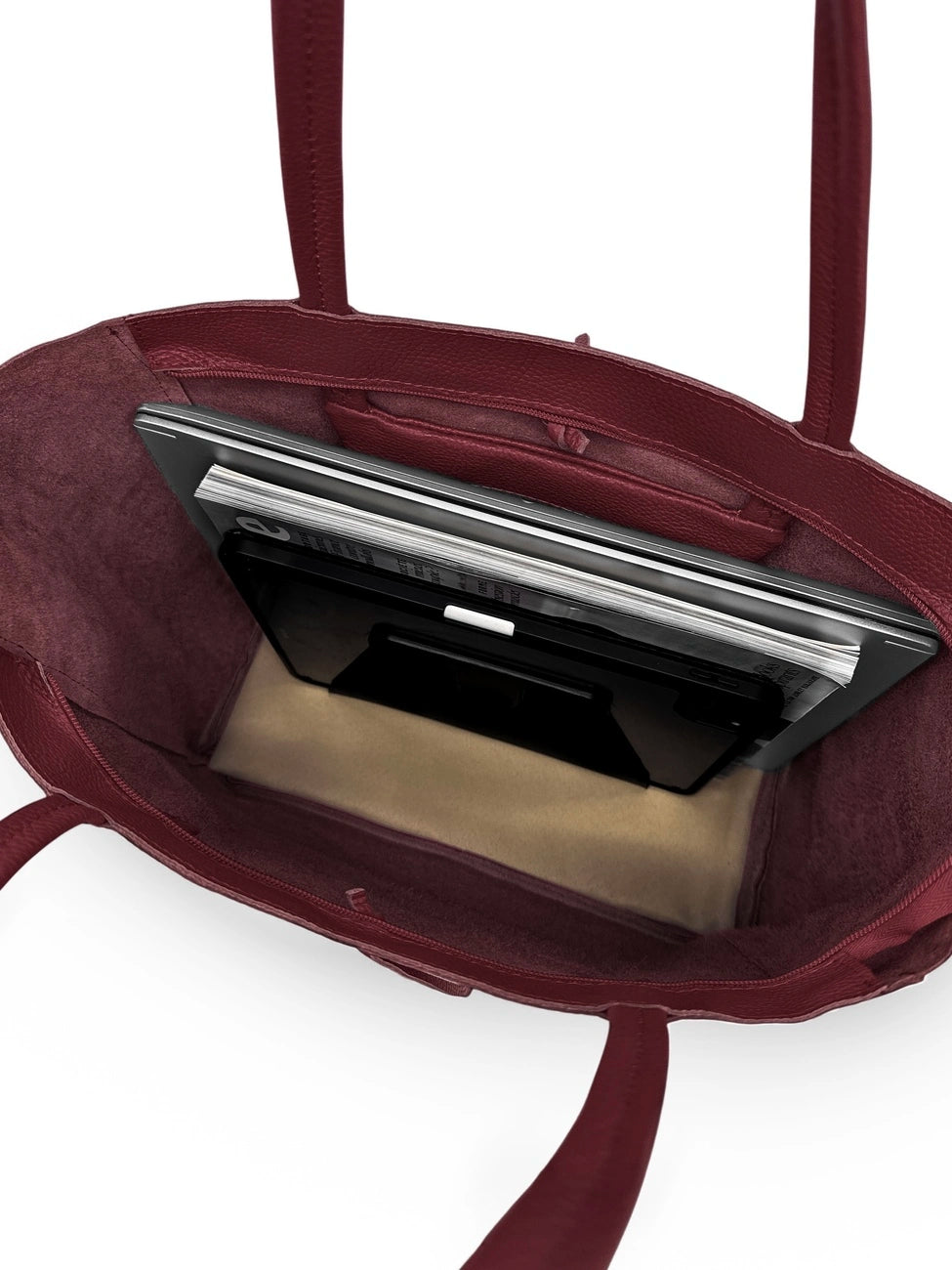 Shopper aus genarbtem Leder HOBART Dunkelrot