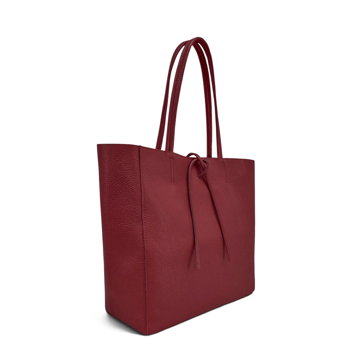 Borsa shopper in pelle martellata HOBART Rosso scuro