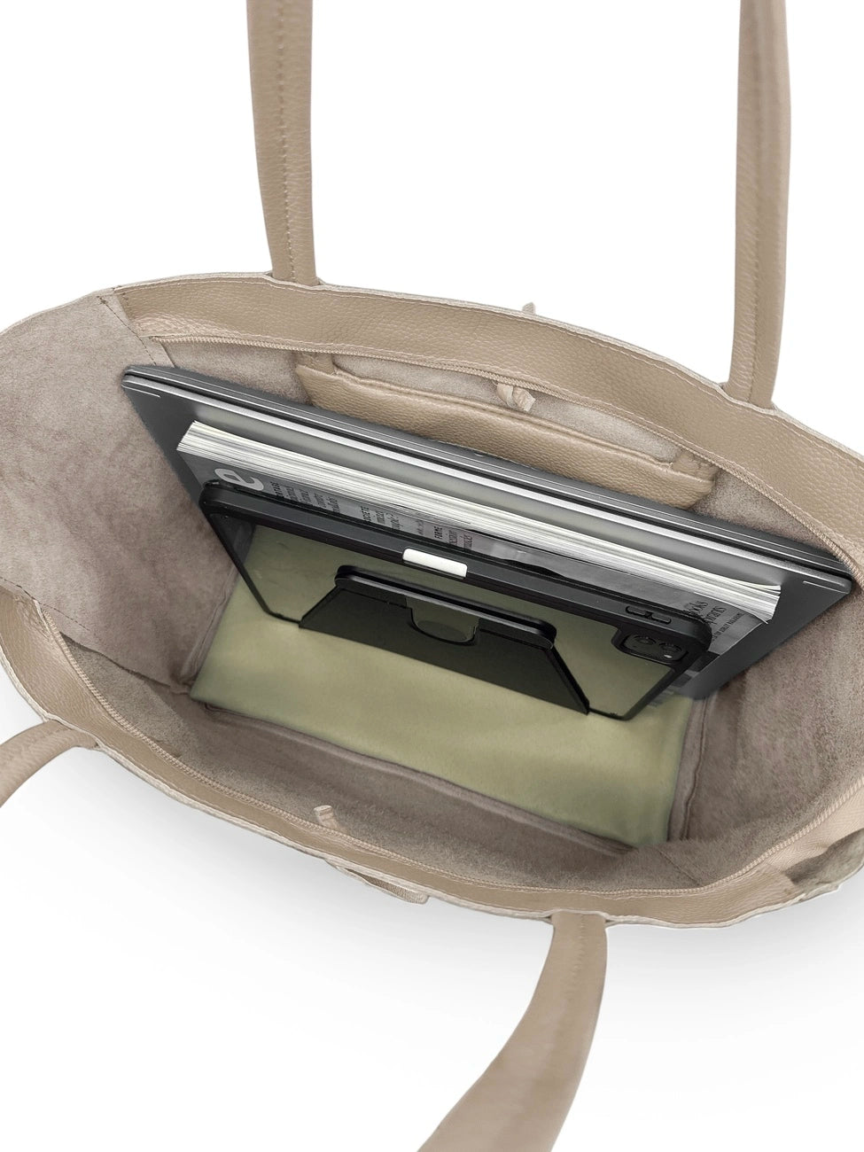 Shopper aus genarbtem Leder HOBART Taupe