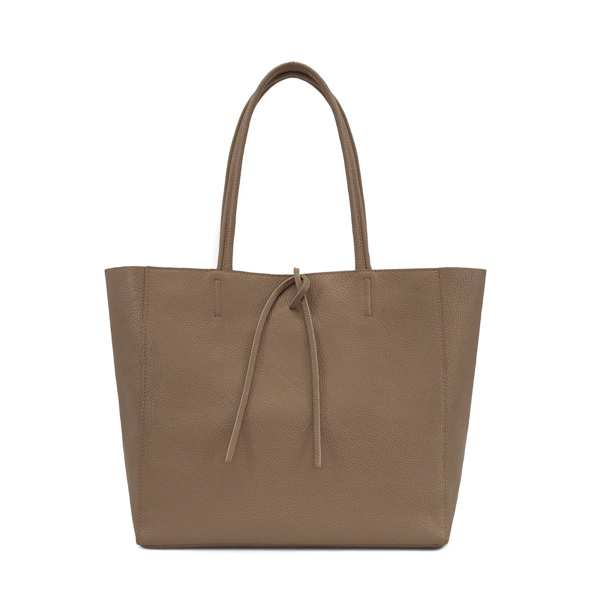 Borsa shopper in pelle martellata HOBART Tortora scuro