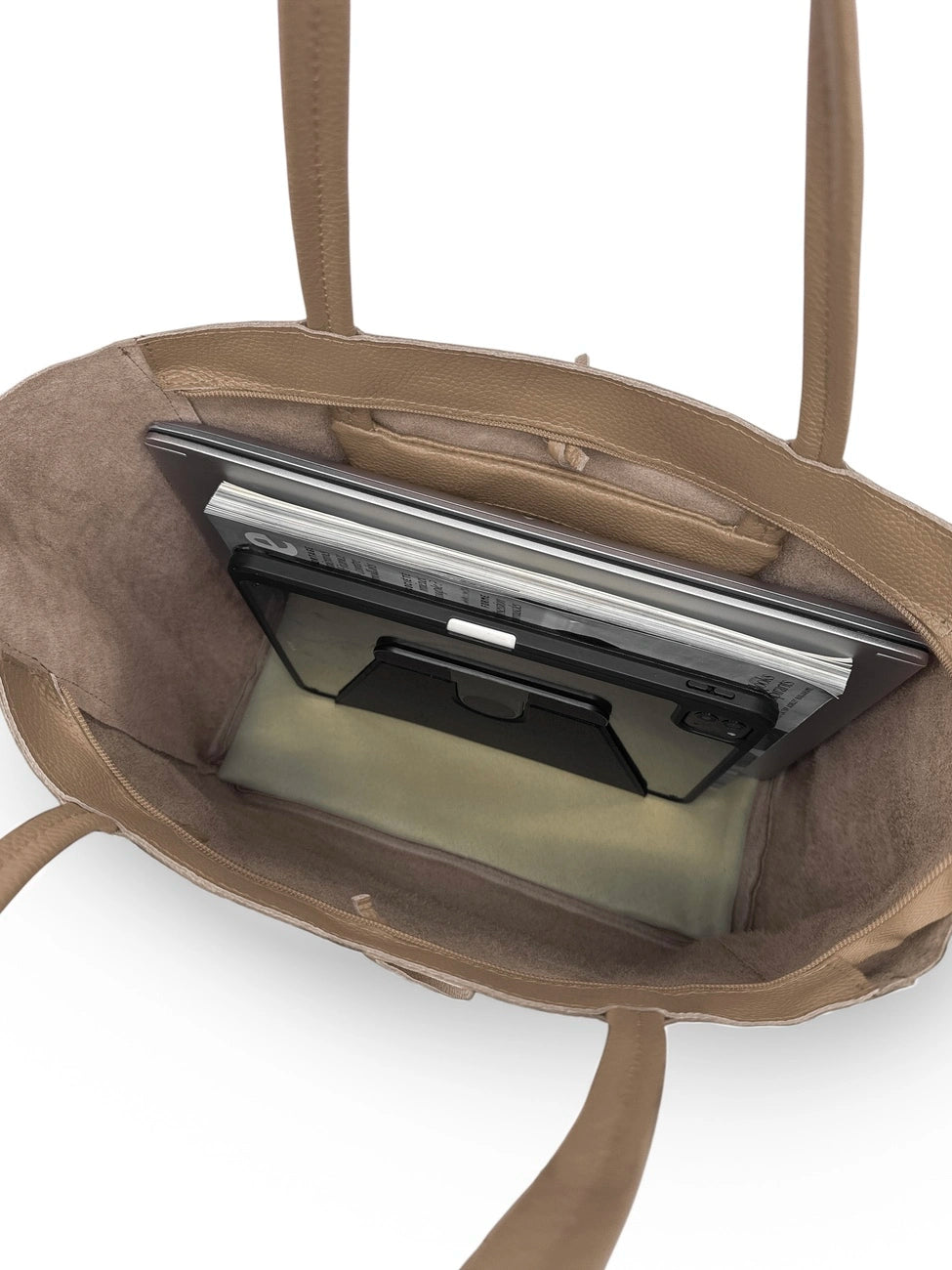 Bolso shopper de piel granulada HOBART Topo oscuro