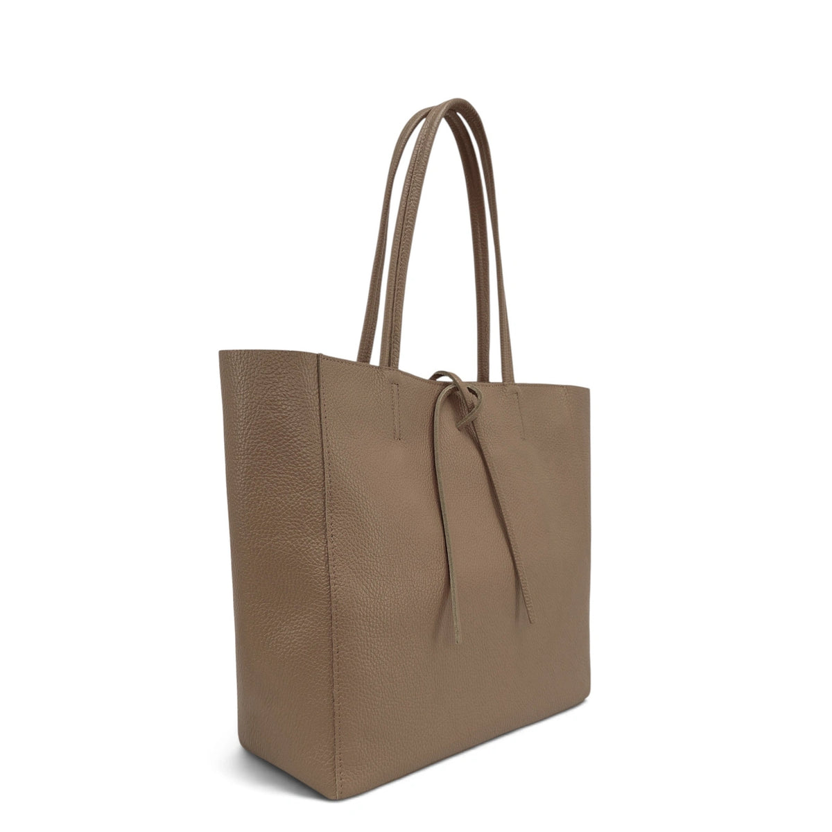 Borsa shopper in pelle martellata HOBART Tortora scuro