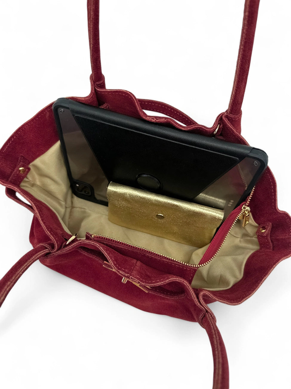 Slouchy suede tote bag ALANA Burgundy Red