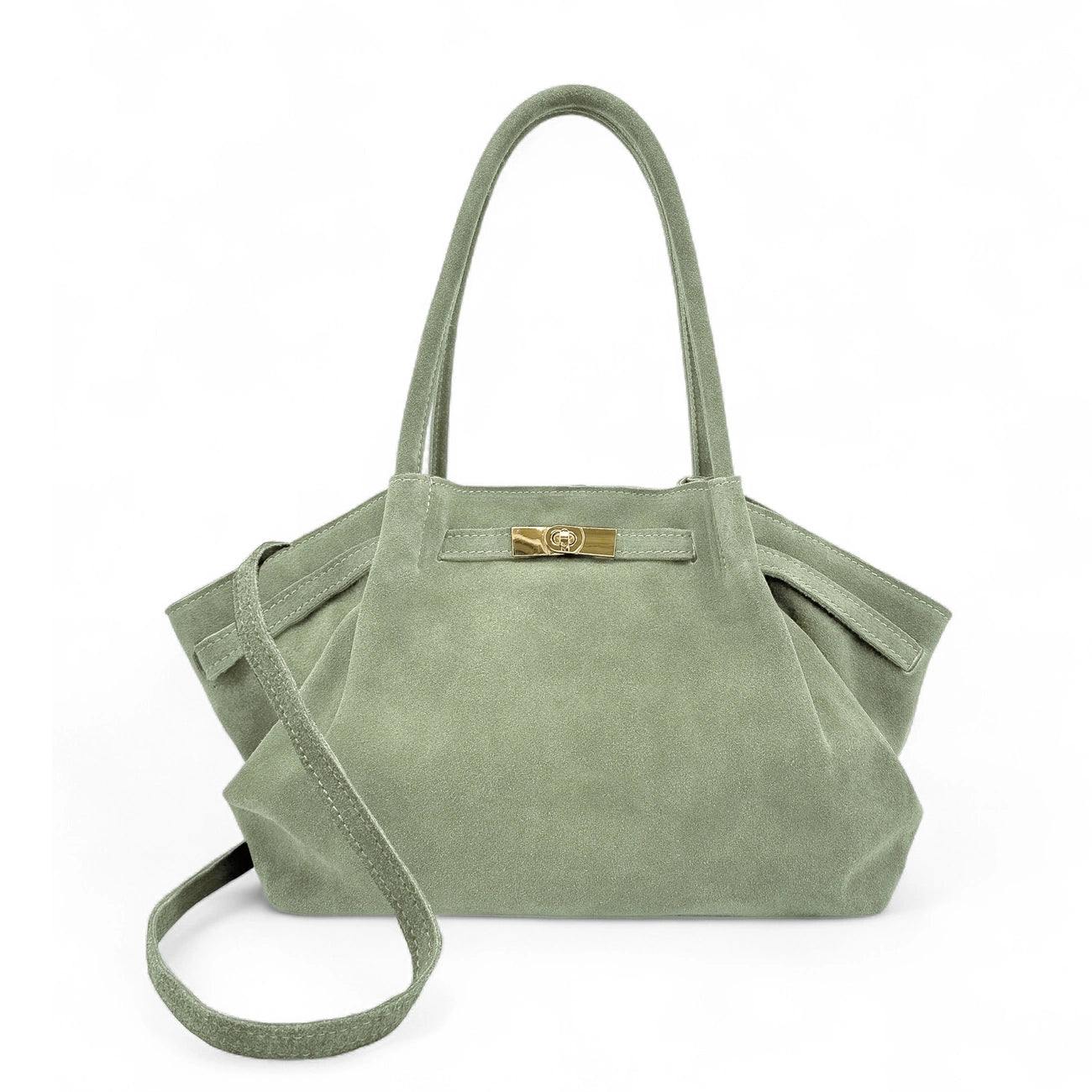 Sac cabas loose en daim ALANA Vert amande