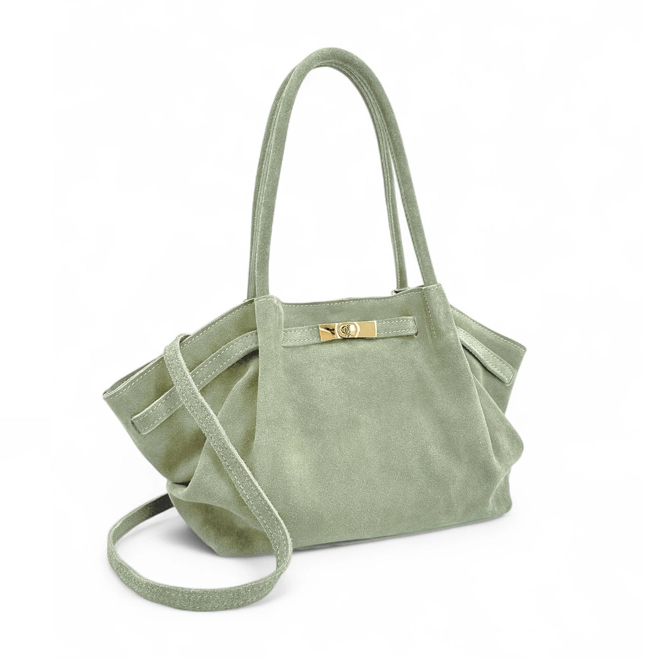 Sac cabas loose en daim ALANA Vert amande