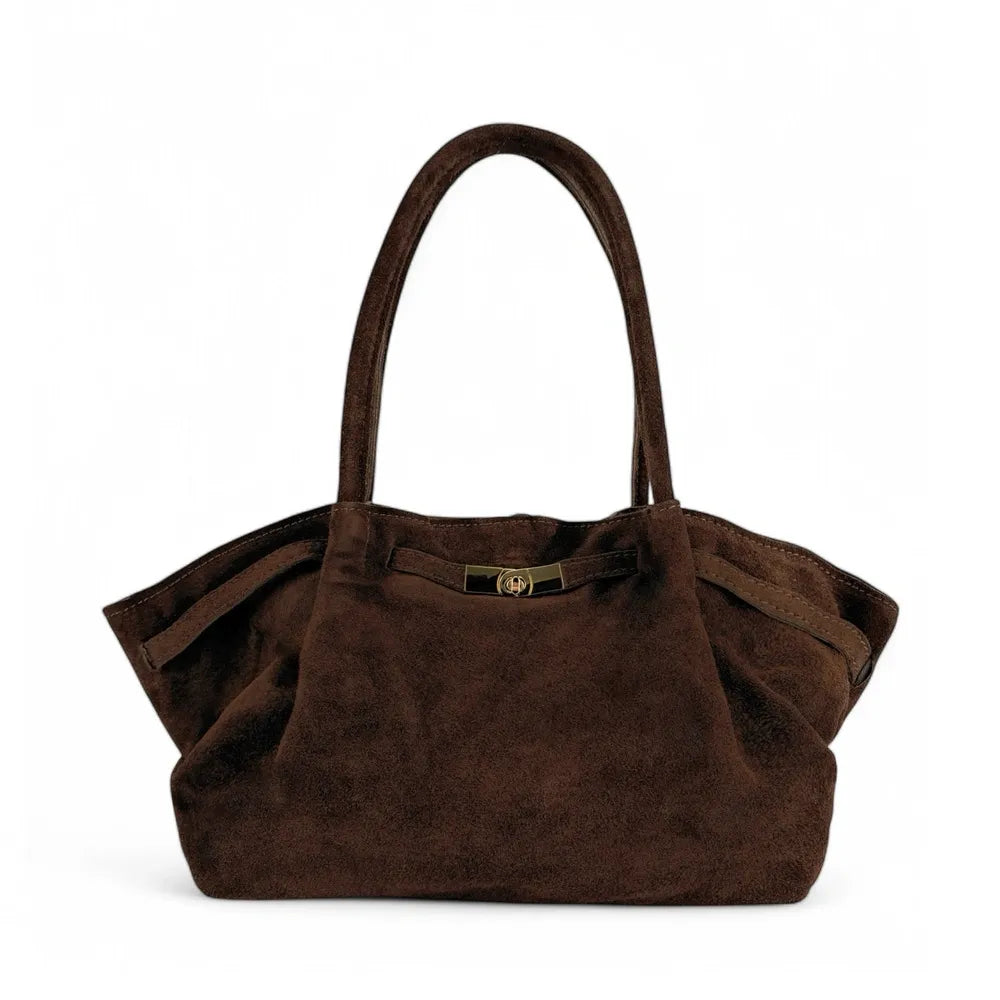 Sac cabas loose en croûte de cuir ALANA Chocolat