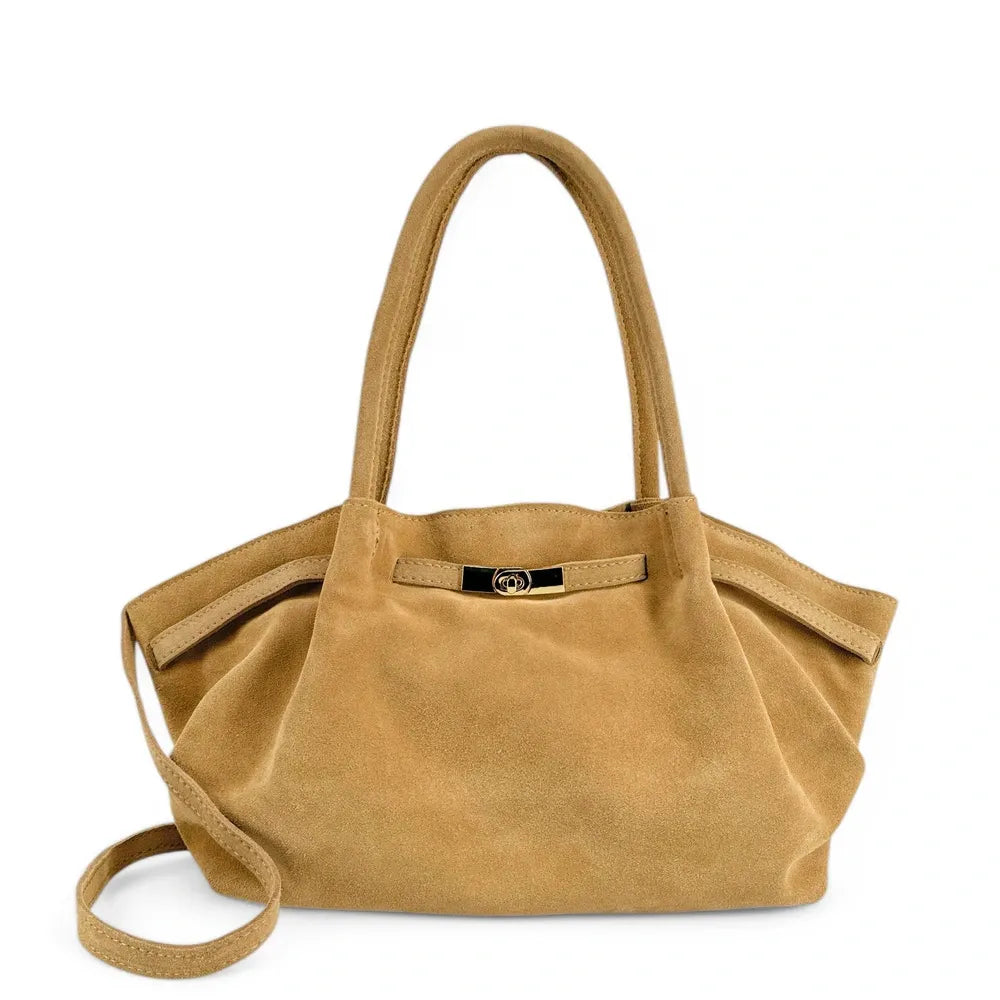Sac cabas loose en croûte de cuir ALANA Taupe