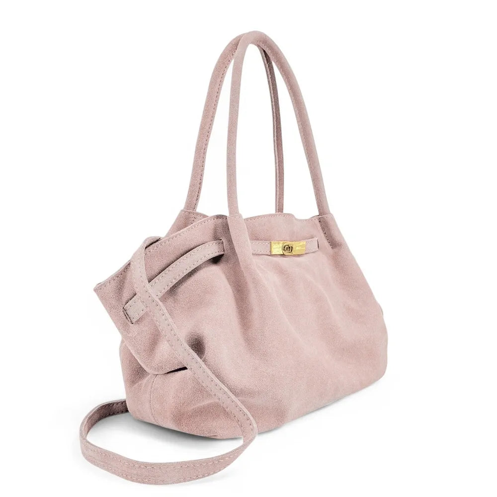Sac cabas loose en croûte de cuir ALANA Rose nude