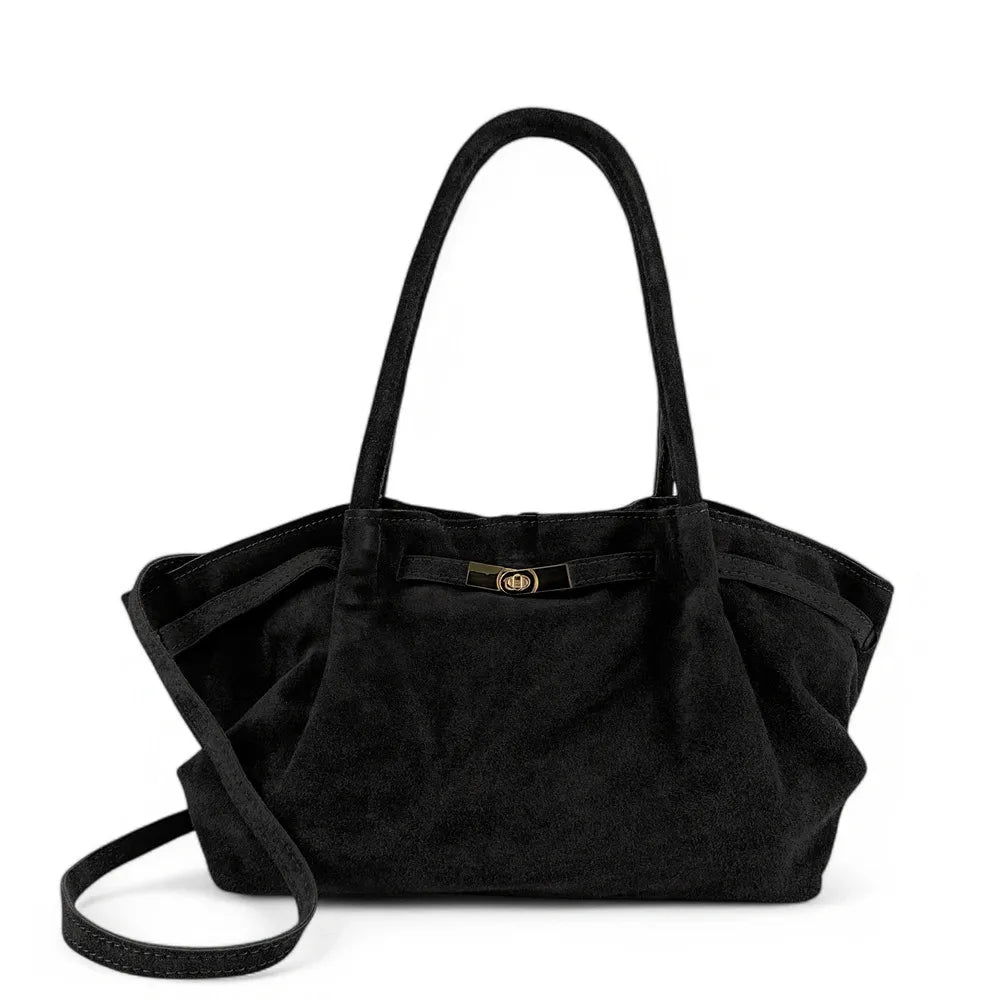 Sac cabas loose en croûte de cuir ALANA Noir