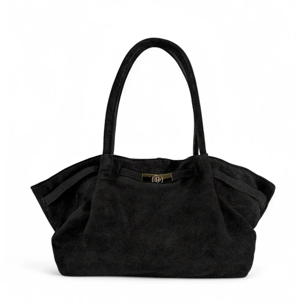 Sac cabas loose en croûte de cuir ALANA Noir