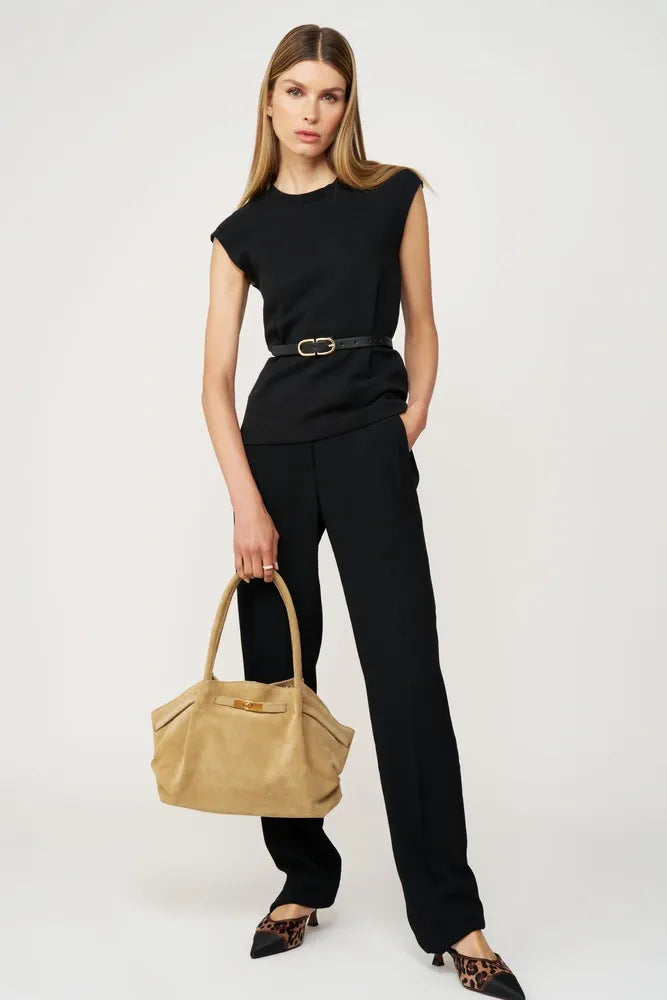 Sac cabas loose en croûte de cuir ALANA Taupe