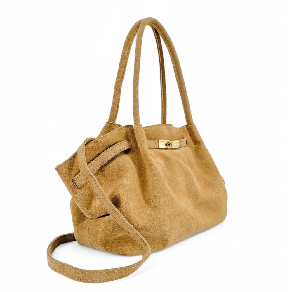 Sac cabas loose en croûte de cuir ALANA Taupe