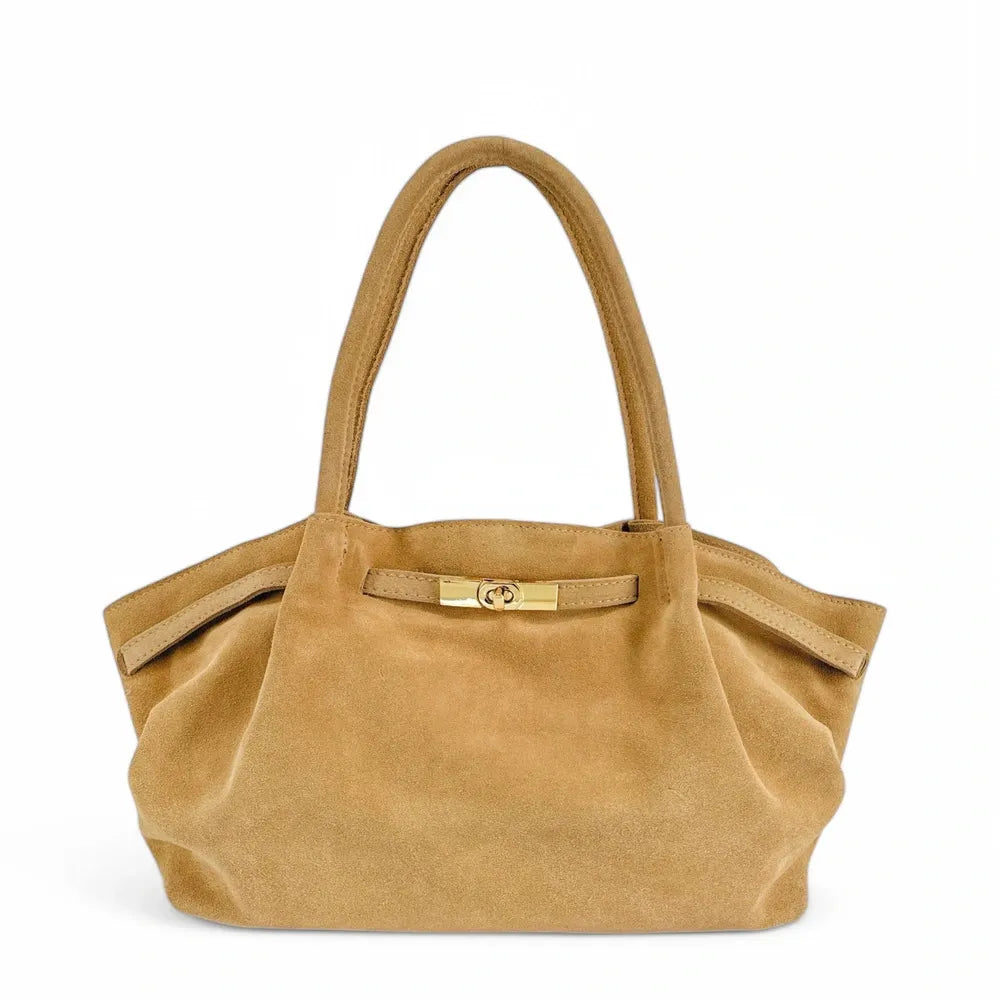 Sac cabas loose en croûte de cuir ALANA Taupe