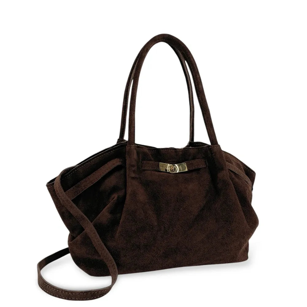 Sac cabas loose en croûte de cuir ALANA Chocolat