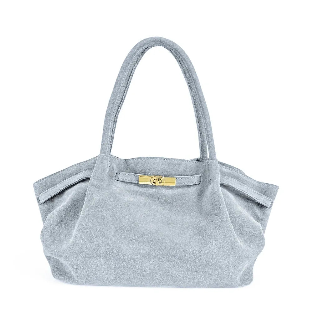 Sac cabas loose en croûte de cuir ALANA Bleu pastel