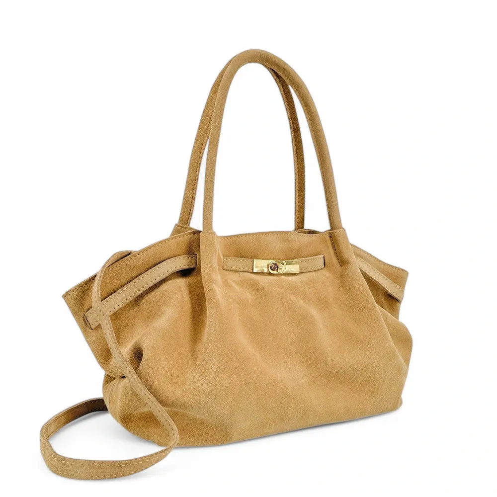 Sac cabas loose en croûte de cuir ALANA Taupe