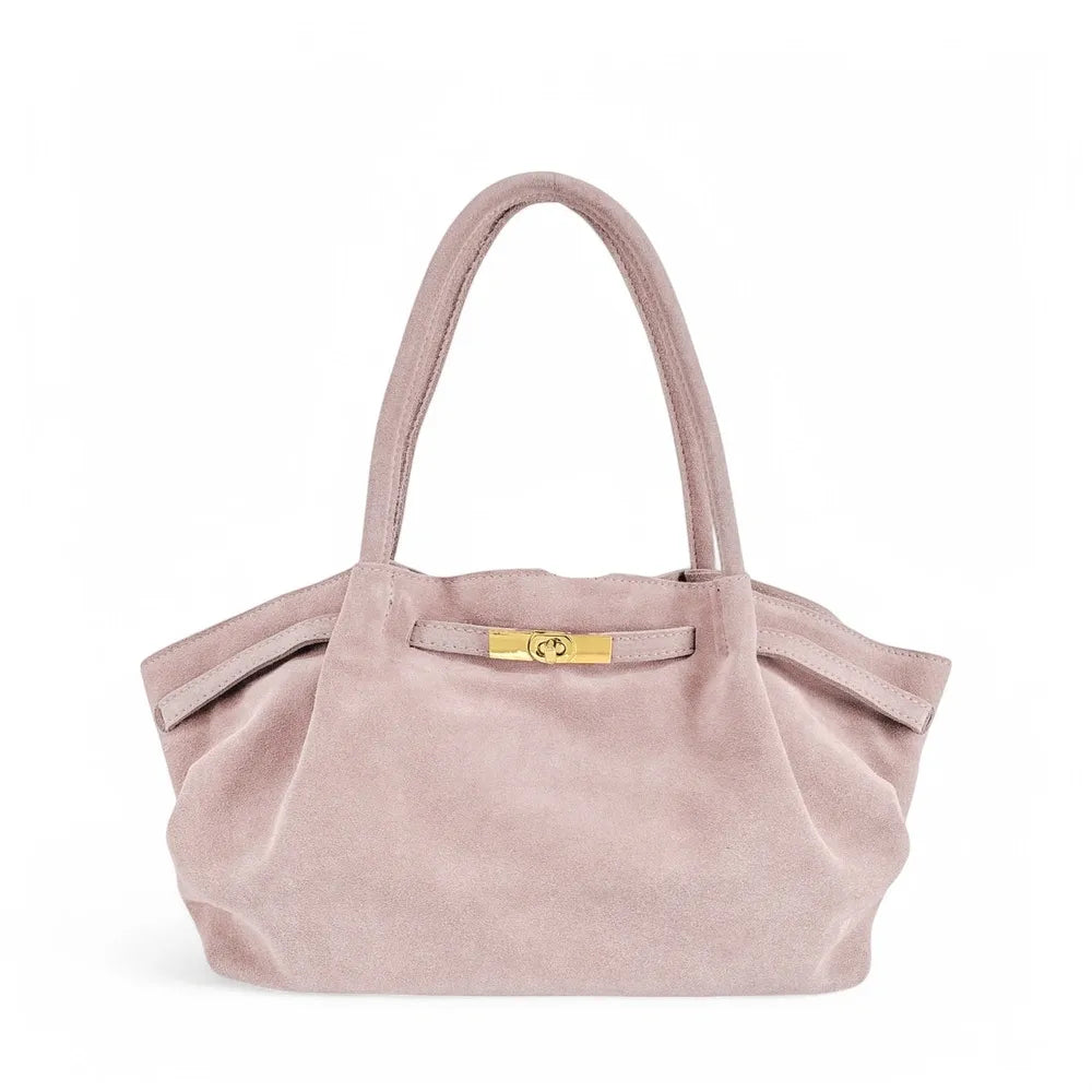 Sac cabas loose en croûte de cuir ALANA Rose nude