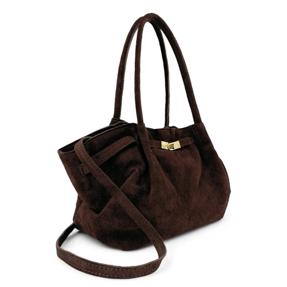 Sac cabas loose en croûte de cuir ALANA Chocolat