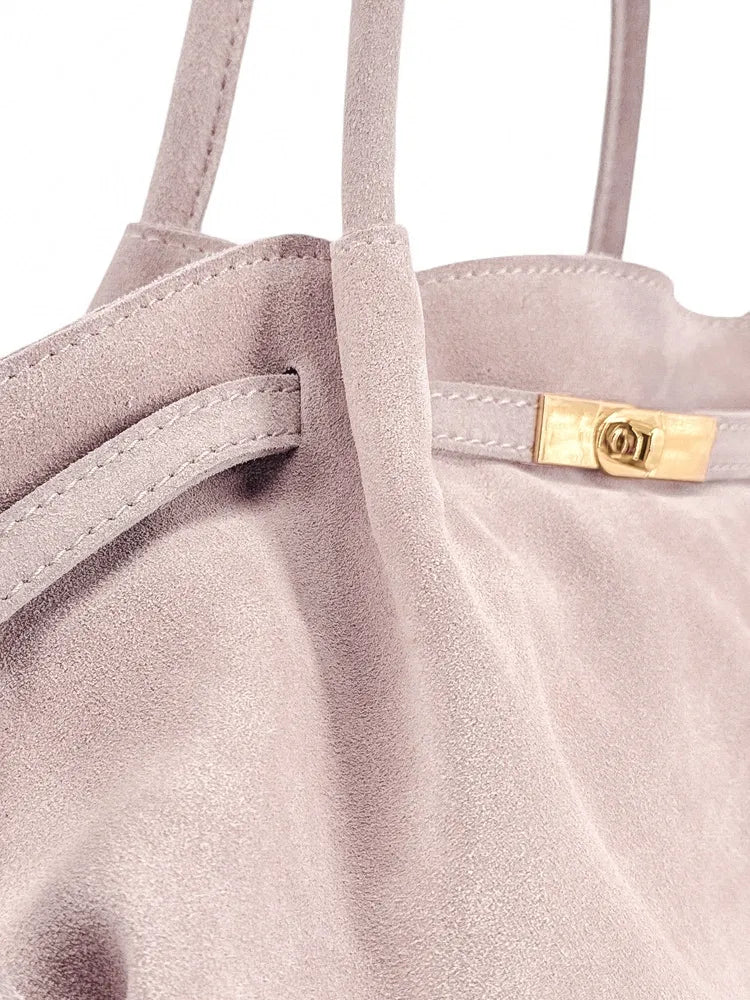 Sac cabas loose en croûte de cuir ALANA Rose nude