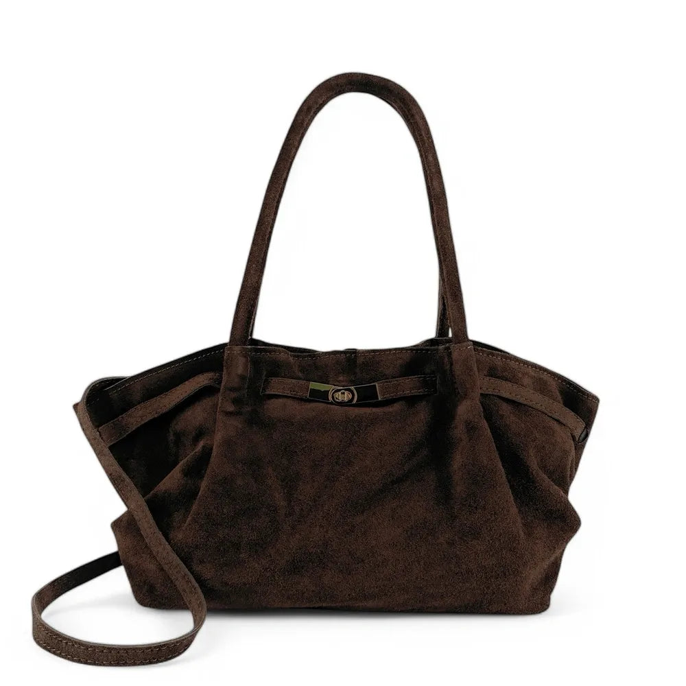Sac cabas loose en croûte de cuir ALANA Chocolat