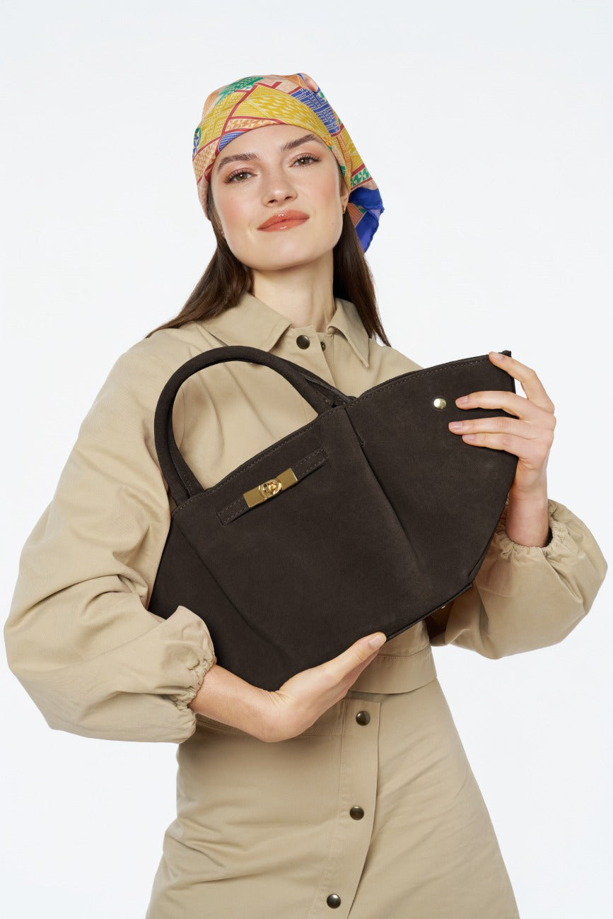 Sac cabas en daim CAPRI SUEDE Marron Chocolat