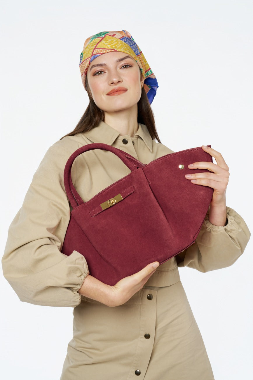 Sac cabas en daim CAPRI SUEDE Rouge foncé