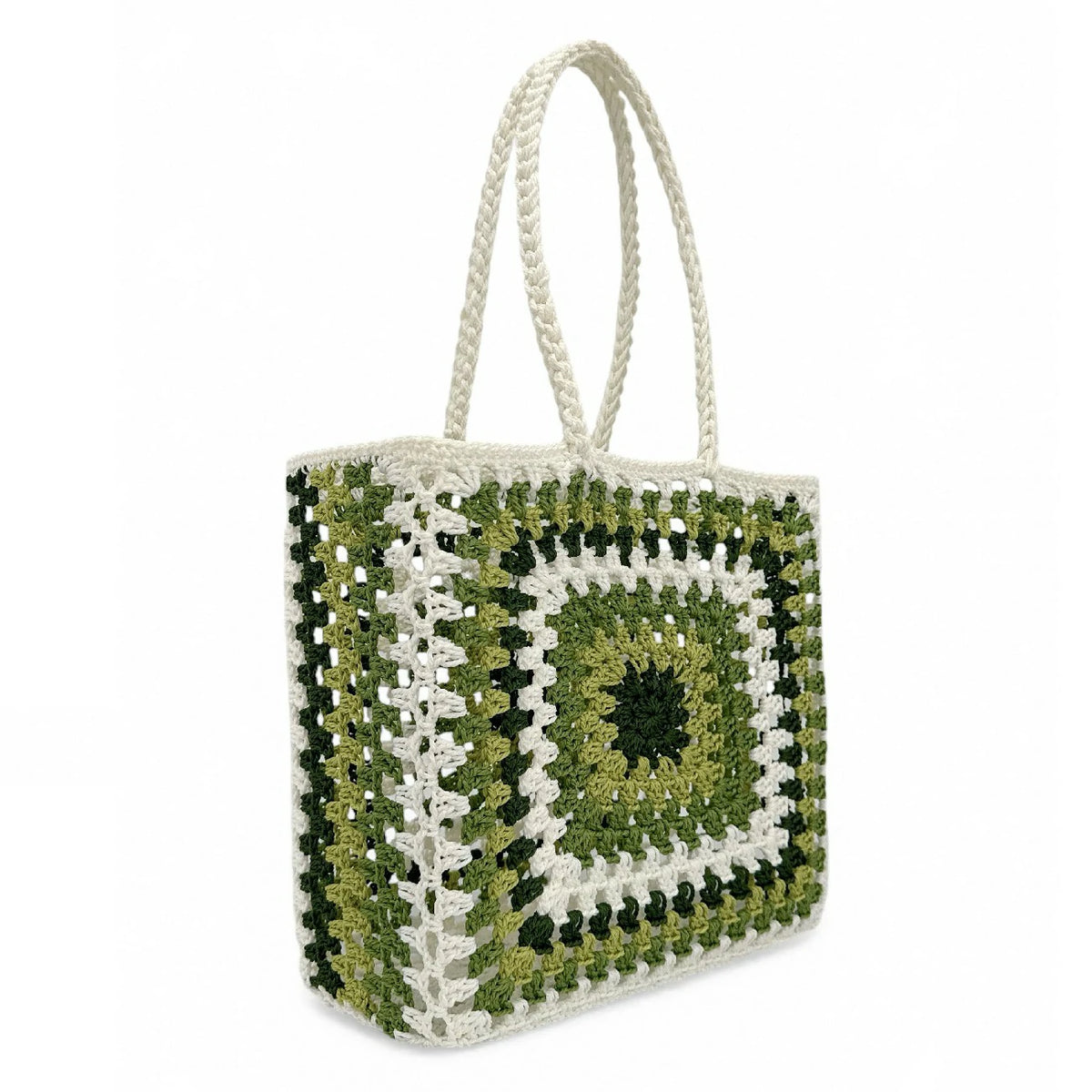 Shopper-Korbtasche aus reiner Baumwolle GIPSY Salbeigrün