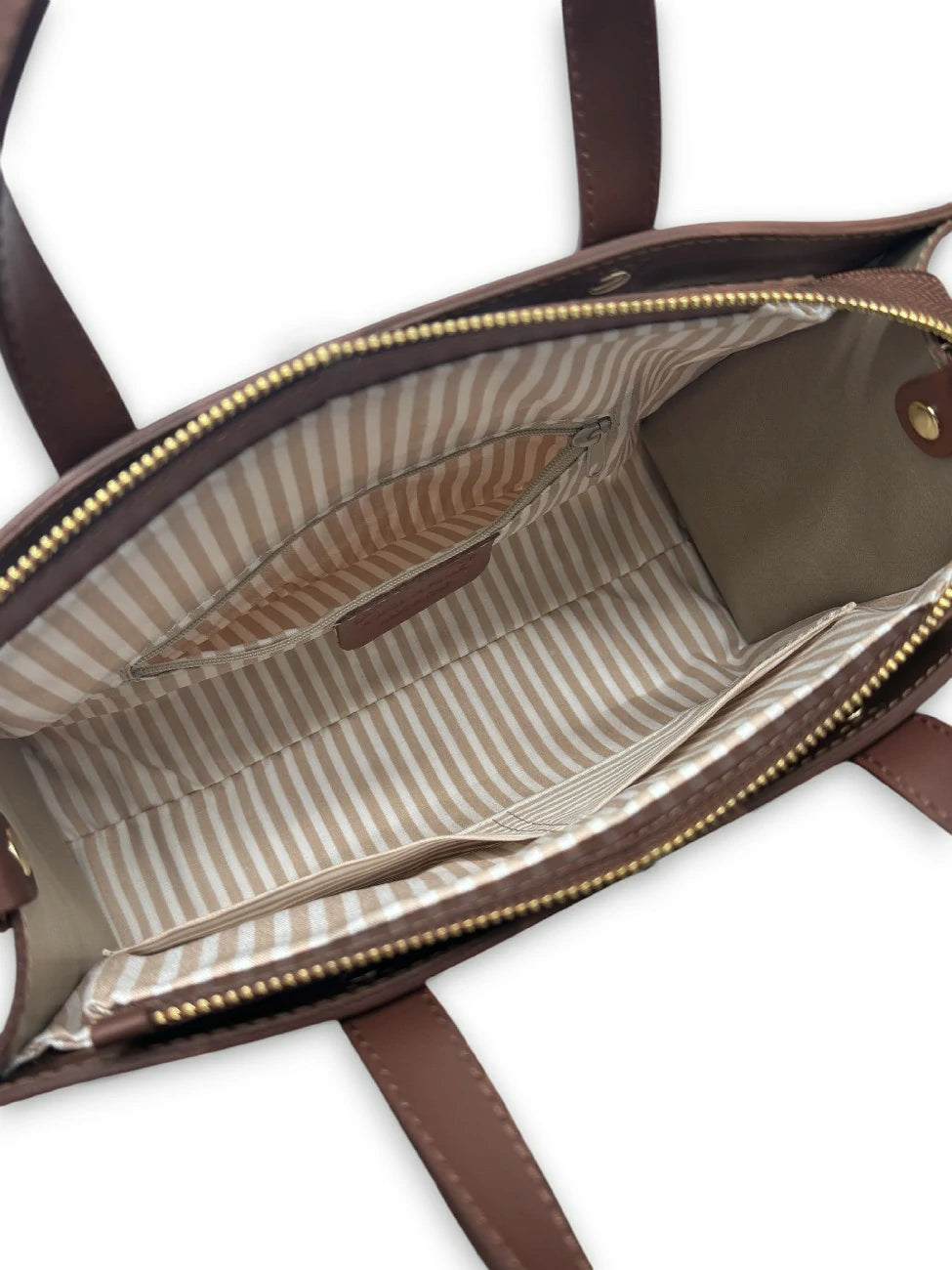Shopper aus Glattleder und Rattan THEOLINE Schokobraun