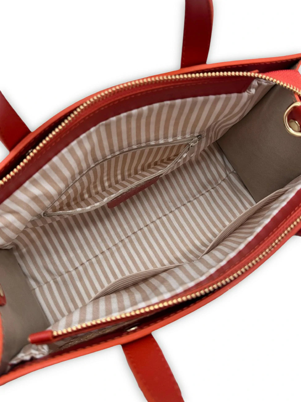 Shopper aus Glattleder und Rattan THEOLINE Terrakotta