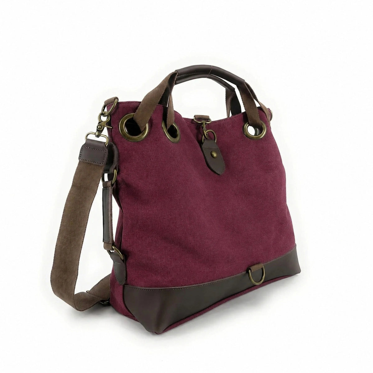 MONTPARNASSE canvas and leather convertible weekend bag, Burgundy