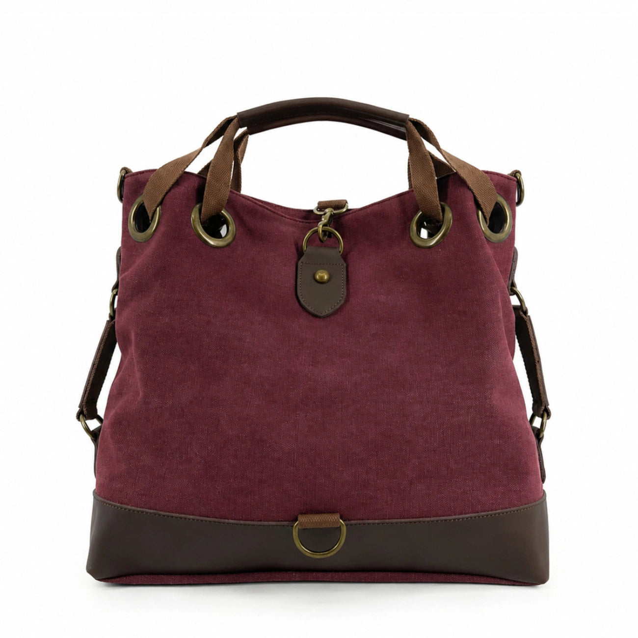 Sac week-end convertible en toile et cuir PINIPEL Bordeaux