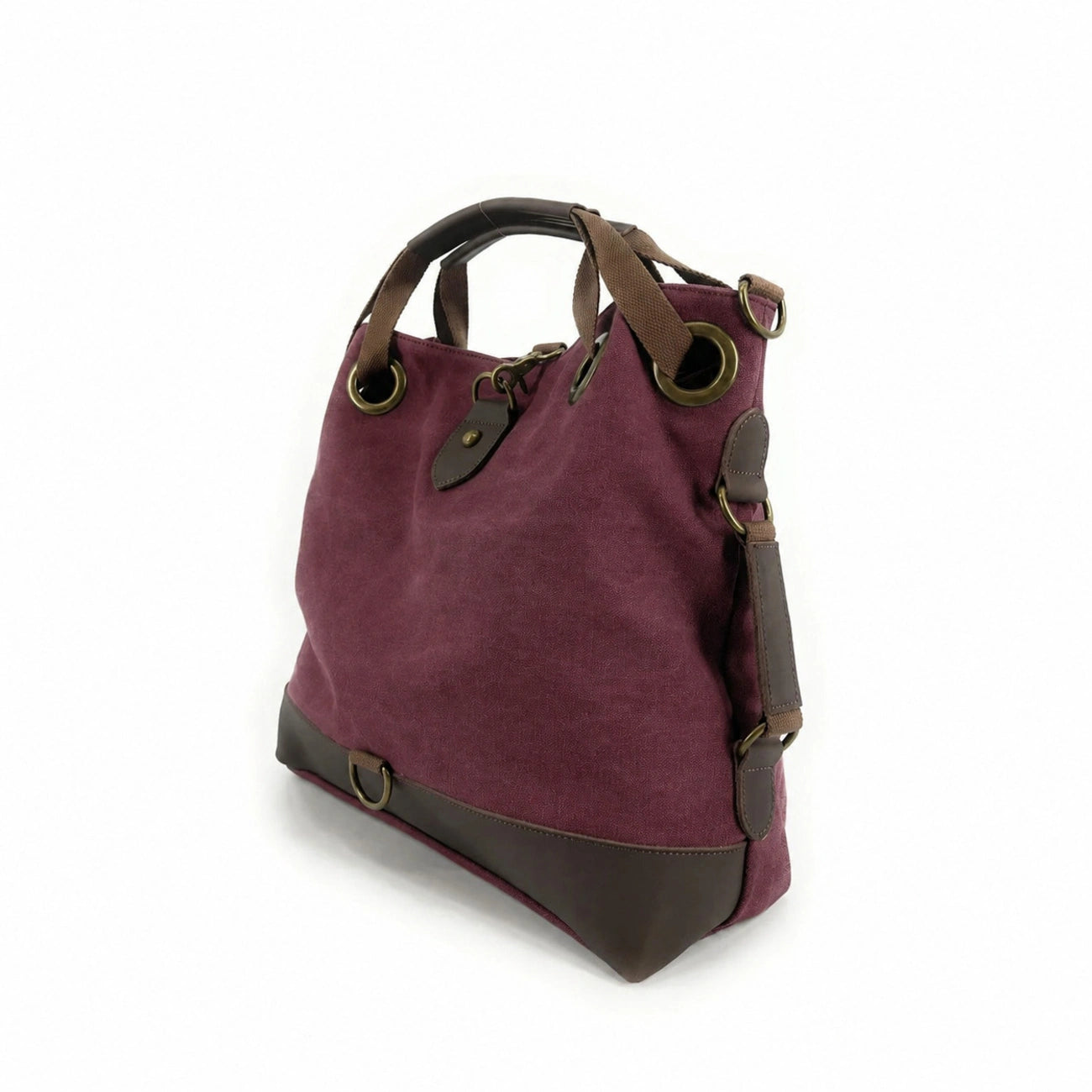 Sac week-end convertible en toile et cuir PINIPEL Bordeaux