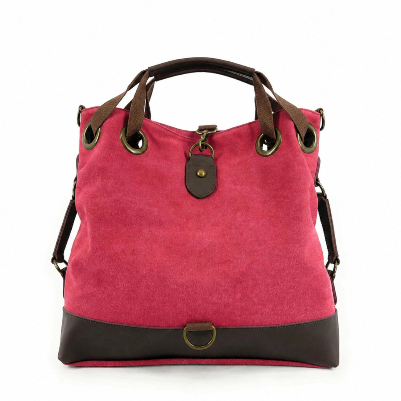 Sac week-end convertible en toile et cuir PINIPEL Rose framboise