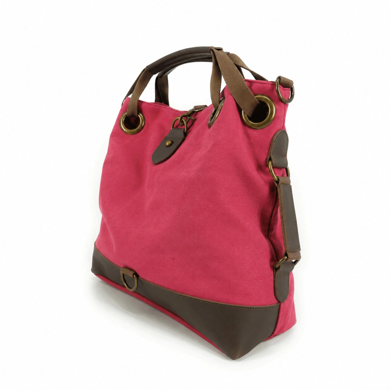 Sac week-end convertible en toile et cuir PINIPEL Rose framboise