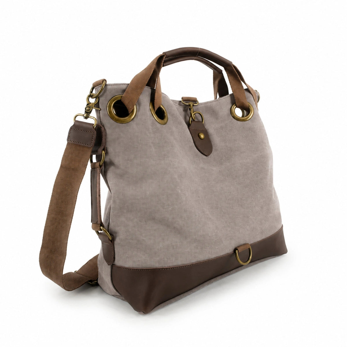 Bolsa de viaje convertible de lona y piel MONTPARNASSE Gris topo