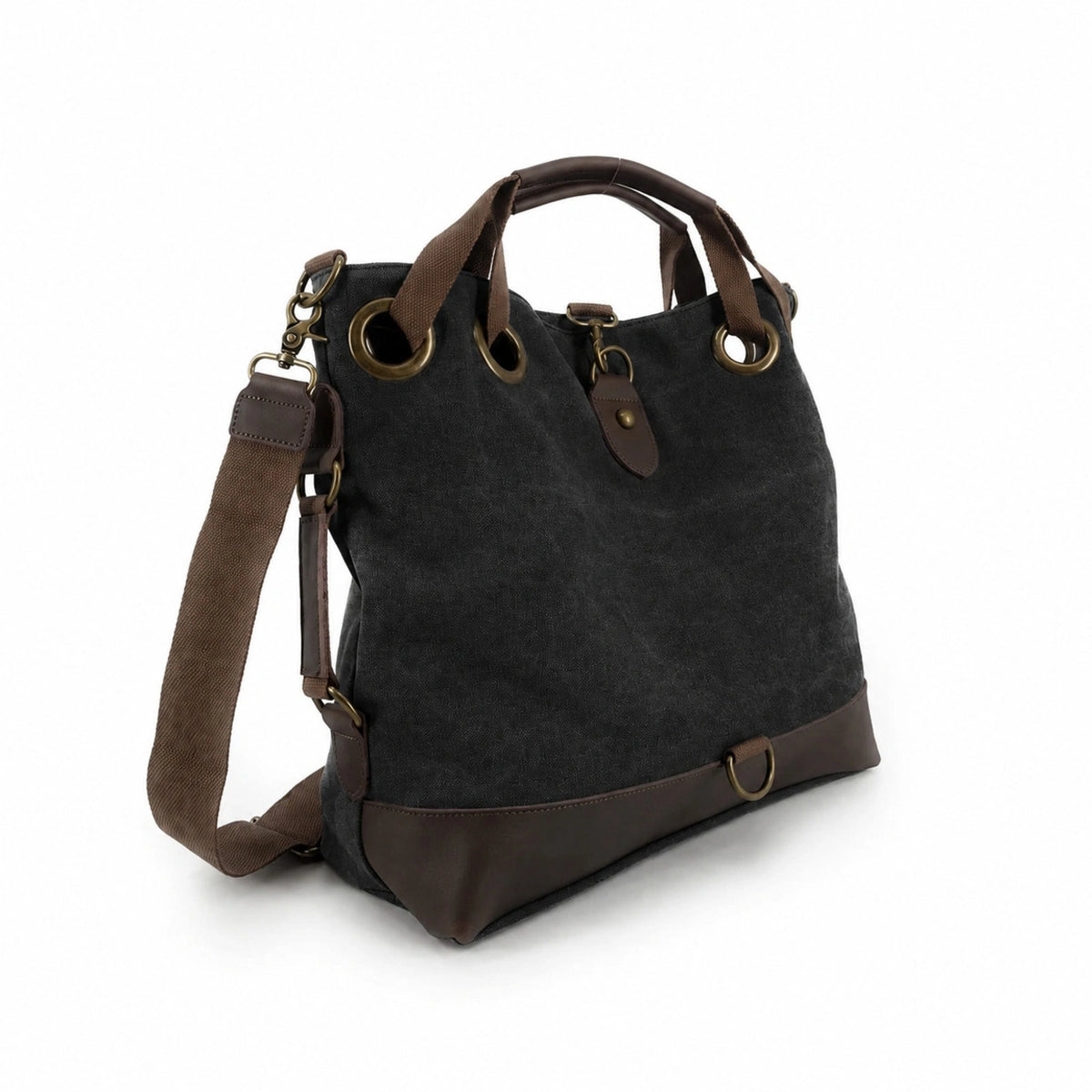 MONTPARNASSE canvas and leather convertible weekend bag, Black