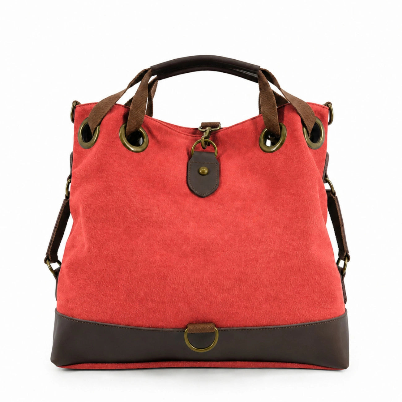 Sac week-end convertible en toile et cuir PINIPEL Rose corail