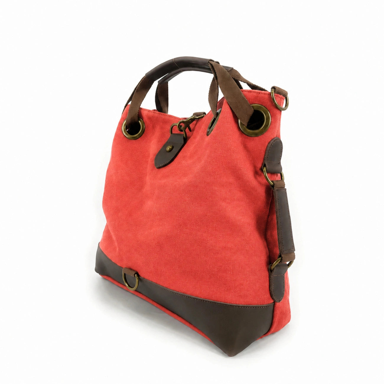 Sac week-end convertible en toile et cuir PINIPEL Rose corail