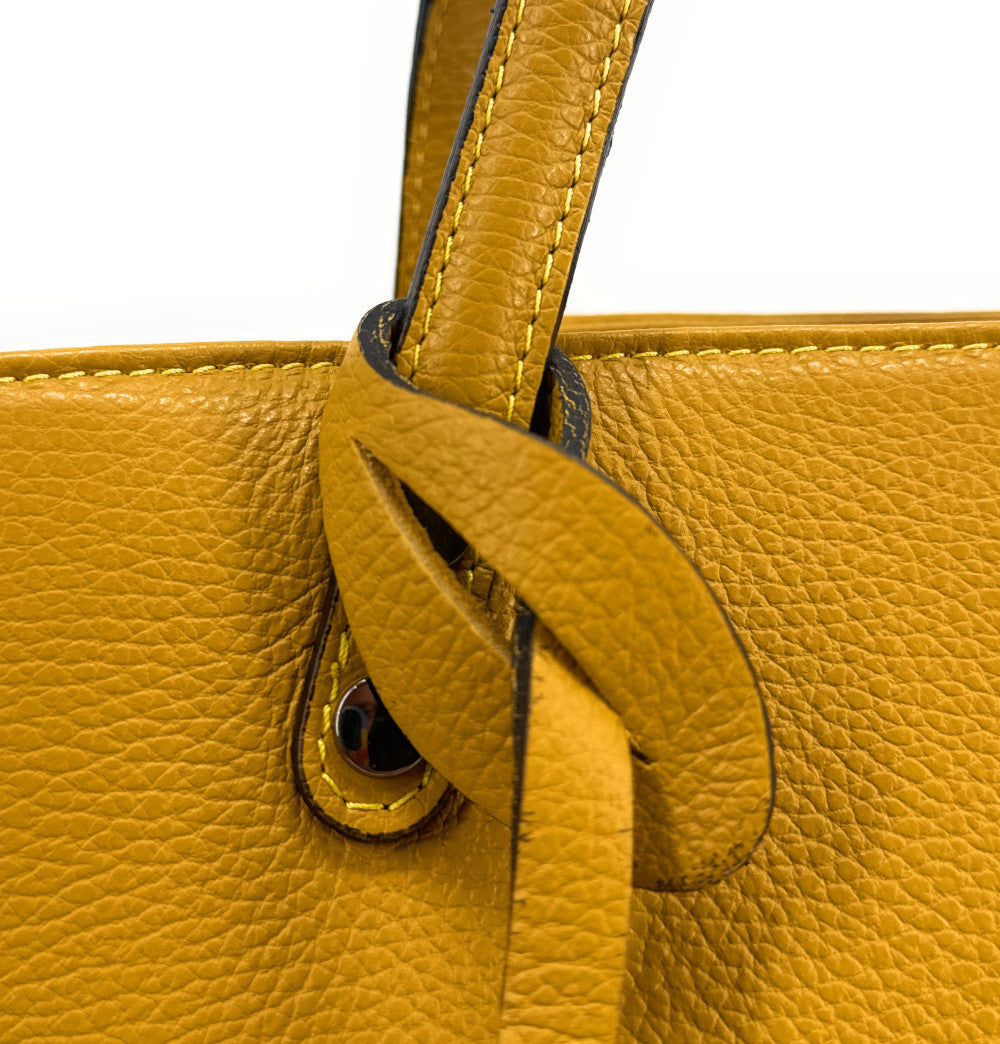 Sac cabas trapèze en cuir grainé ANVERS Jaune tournesol