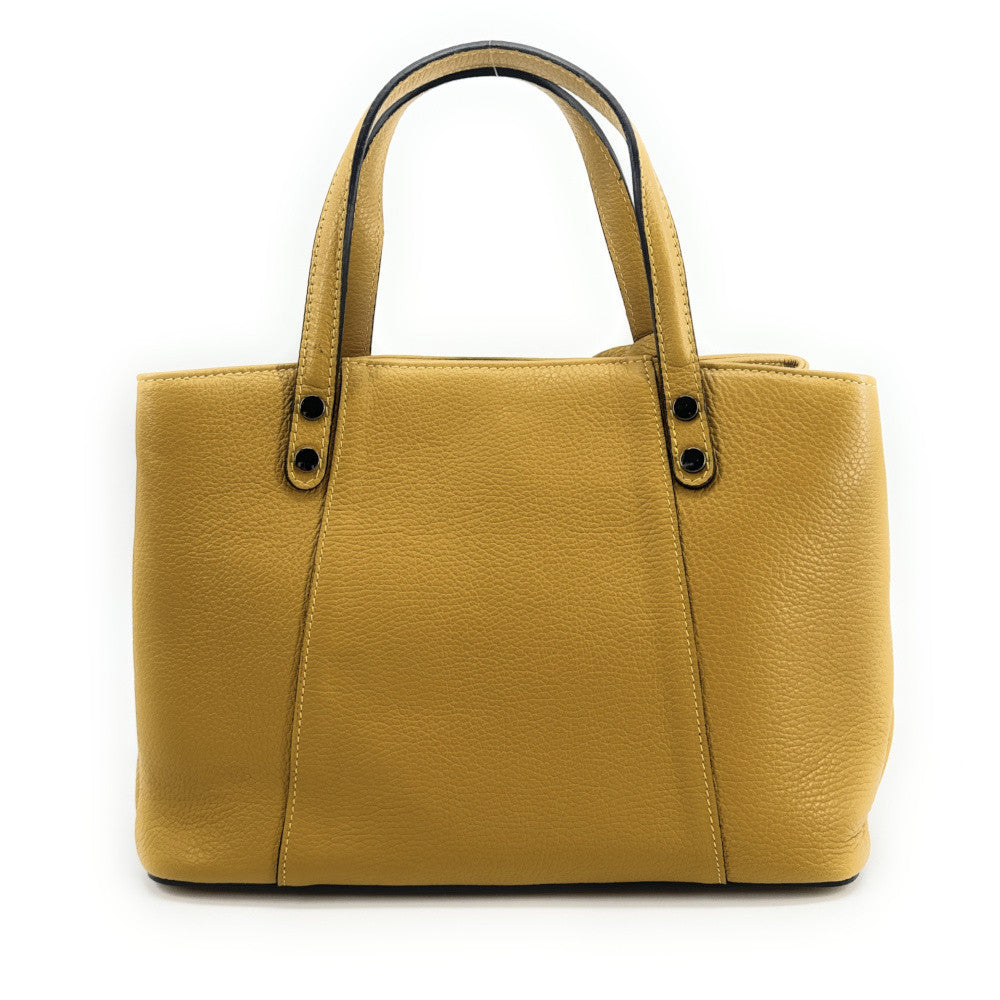 Sac cabas trapèze en cuir grainé ANVERS Jaune tournesol
