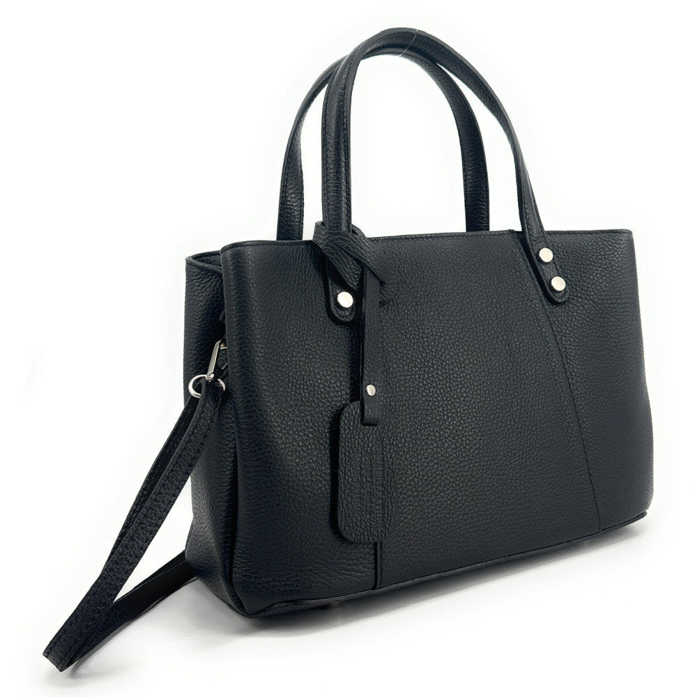 Sac cabas trapèze en cuir grainé ANVERS Noir